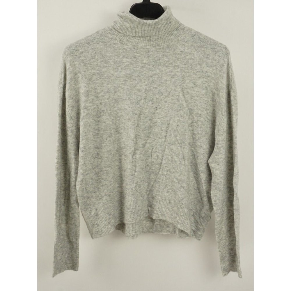 New Lulus Well Read Women's Size L Large Heather Grey Knit Turtleneck Sweater